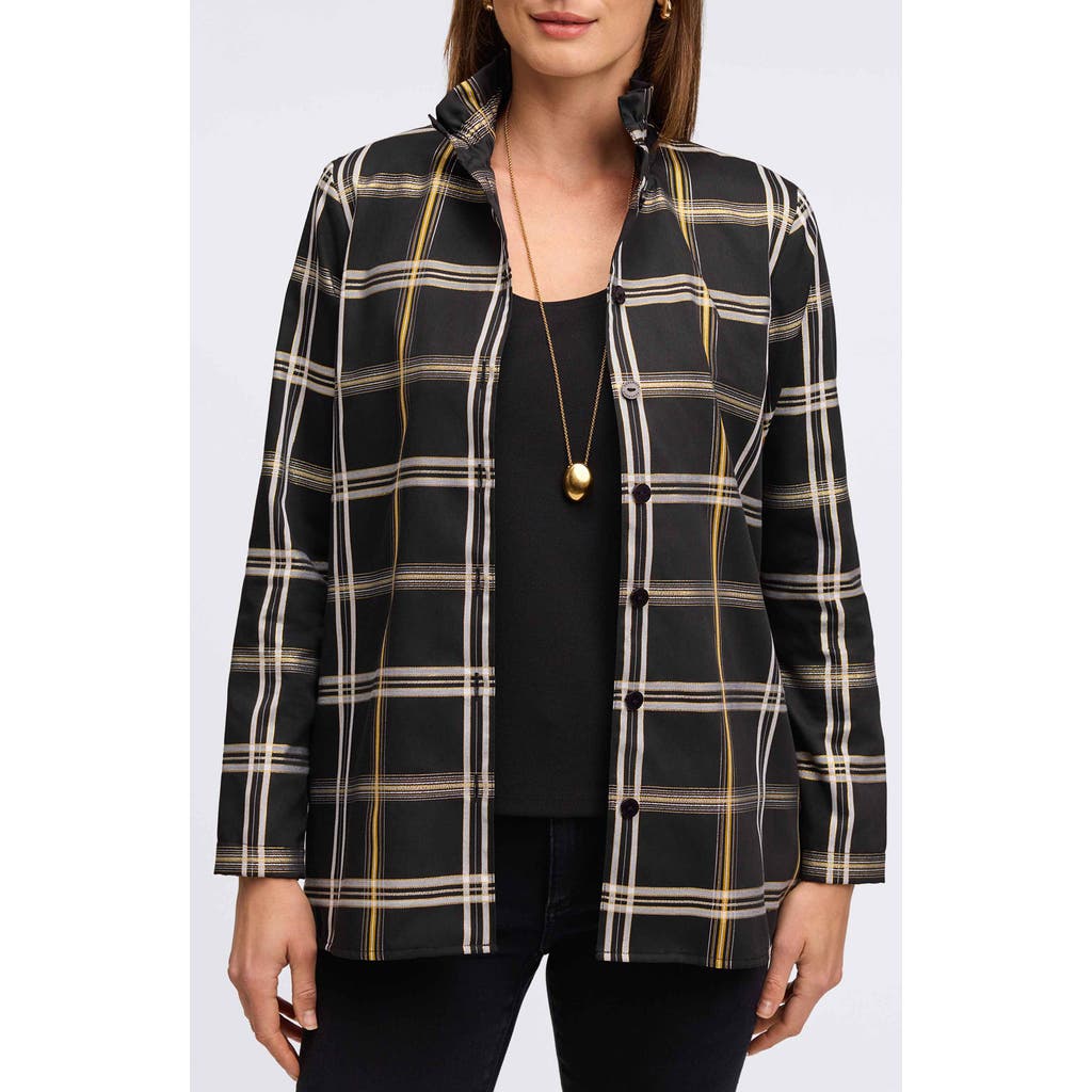 Foxcroft Carolina Plaid Button-Up Shirt in Black Plaid