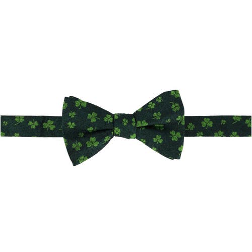 Trafalgar Green Shamrock Novelty Silk Bow Tie In Green