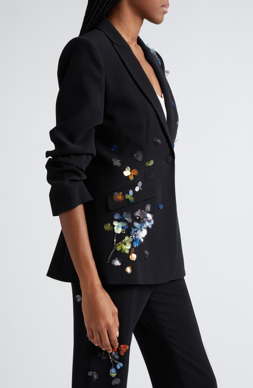 Shop Cinq À Sept Cheyenne Sequin Flower Blazer In Black/multi