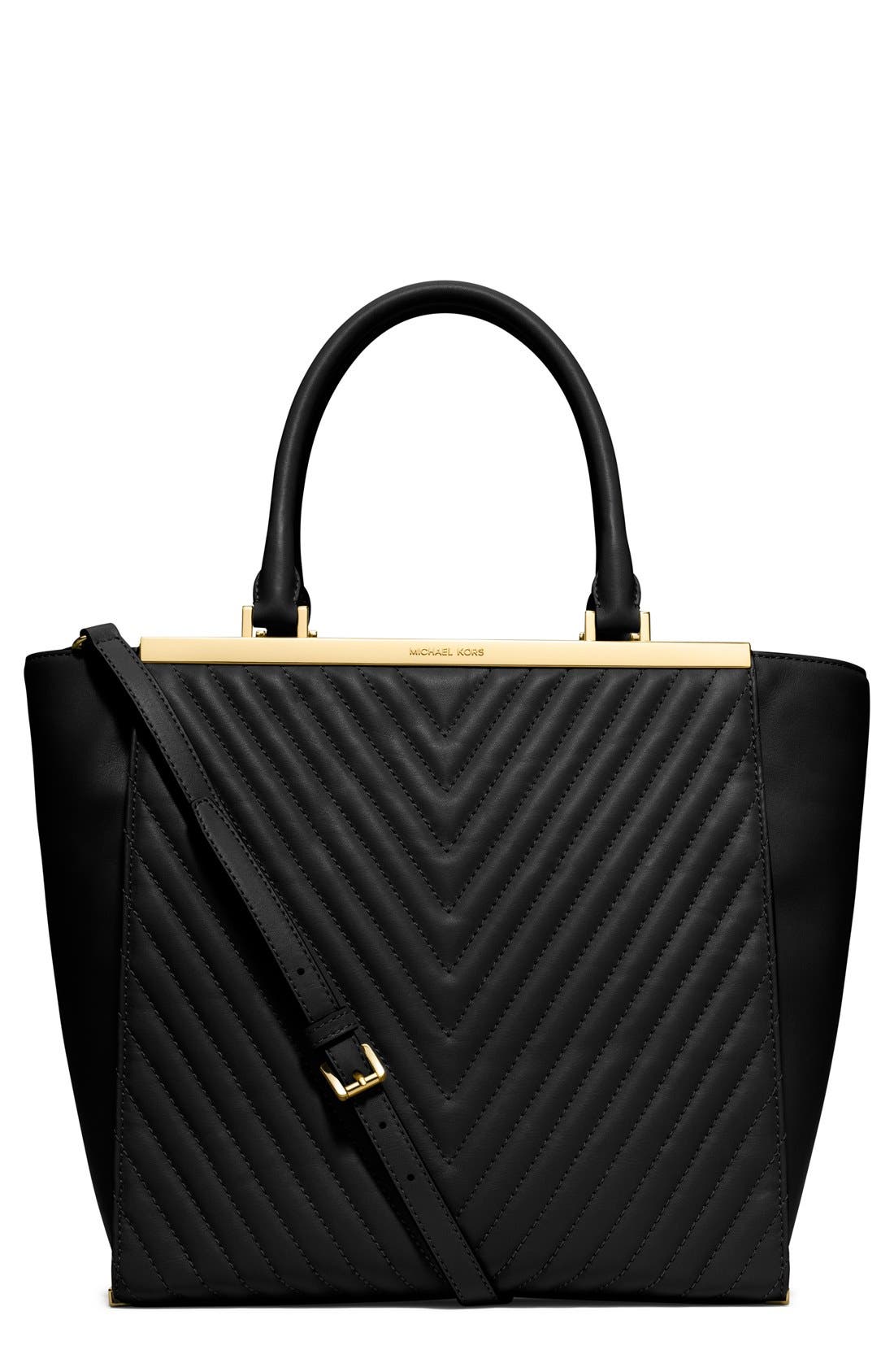 MICHAEL Michael Kors 'Lana Large' Chevron Quilted Leather Tote