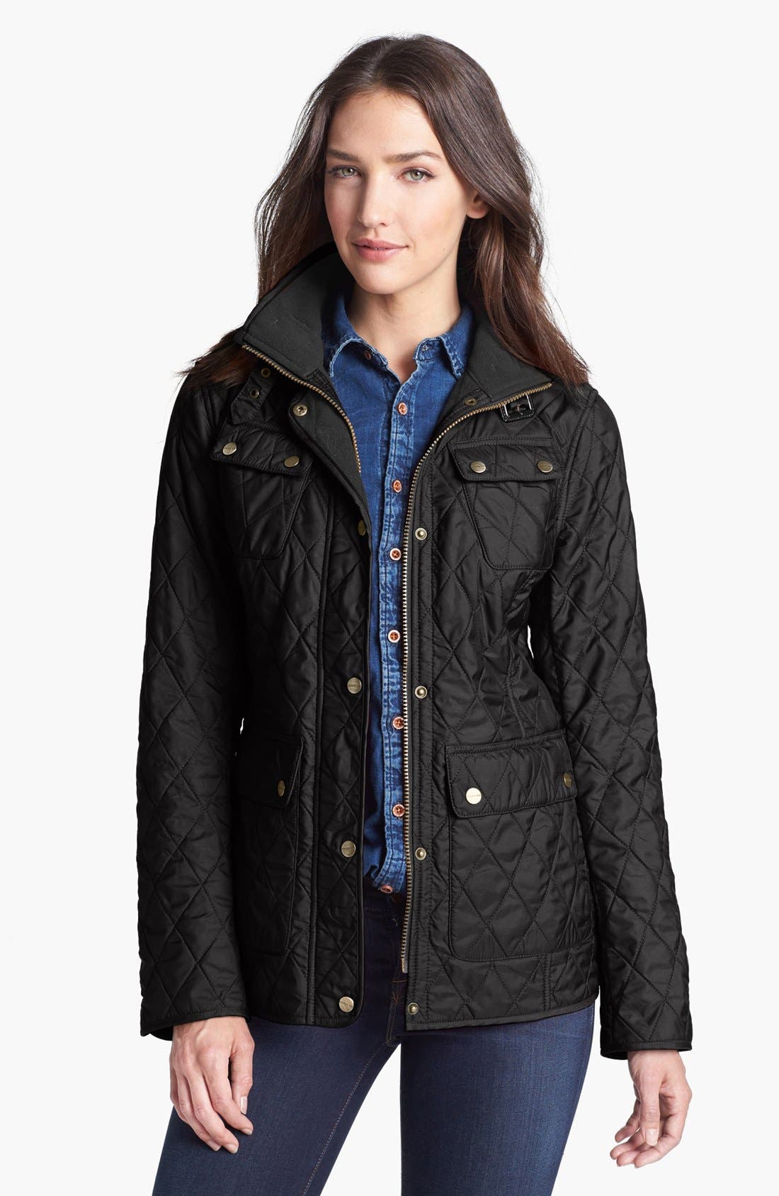 London Fog Fly Front Quilted Jacket (Regular & Petite) Nordstrom