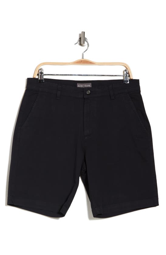 Shop Slate & Stone Stretch Cotton Twill Shorts In Navy