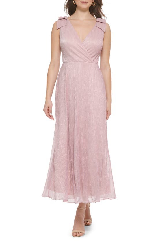 Kensie Shimmer Surplice V-neck Maxi Dress In Pink