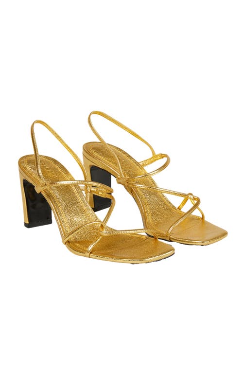 Shop Sandro Embossed Leather Sandals In Gold