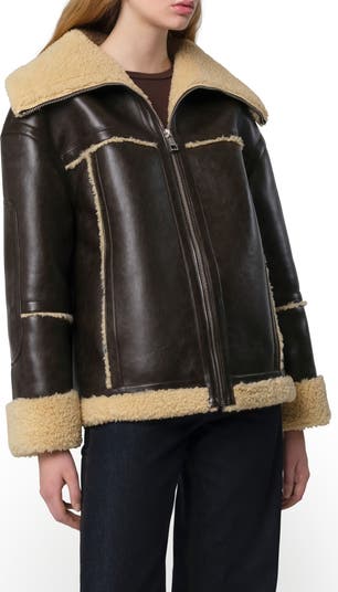 Mother the diaperish boxy faux shearling moto jacket