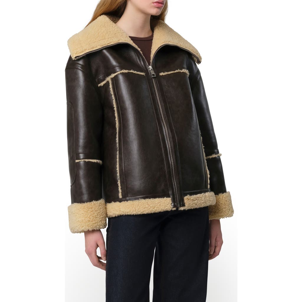Apparis Calina Bonded Faux Shearling Coat In Java Sand