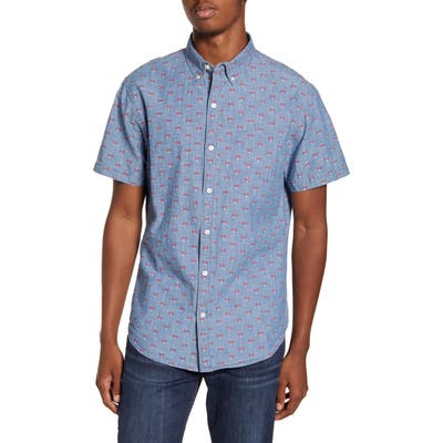 Bonobos Riviera Slim Fit Short Sleeve Button-Down Sport Shirt, Blue