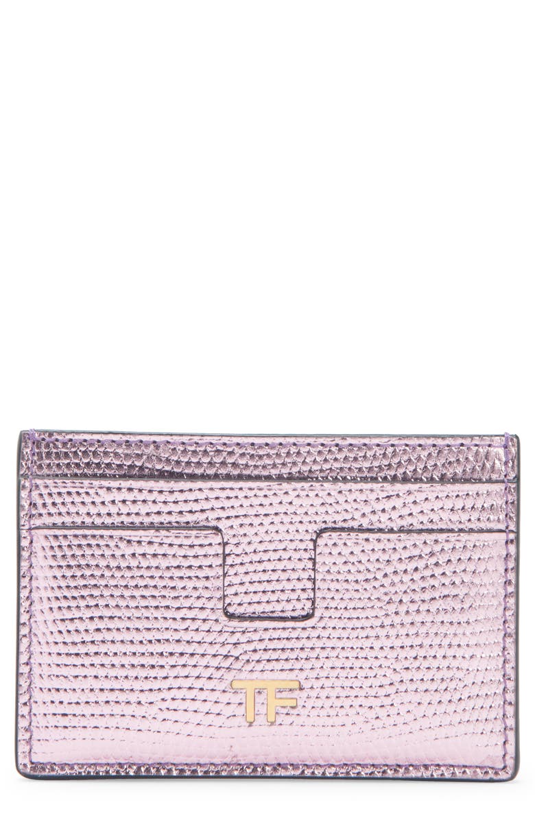 TOM FORD T-Line Lizard Embossed Metallic Leather Card Holder | Nordstrom