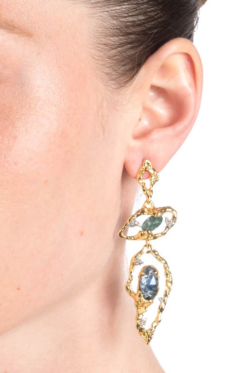 Shop Alexis Bittar Brut Blue Moss Agate & Crystal Drop Earrings In Blue Stones