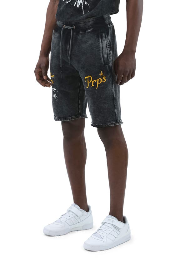 Shop Prps Rendition Cotton Sweat Shorts In Black