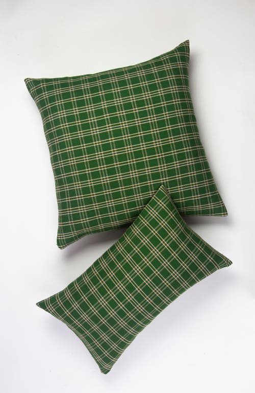 ARCHIVE NEW YORK ARCHIVE NEW YORK CHIAPAS FOREST GREEN PLAID HANDWOVEN COTTON THROW PILLOW