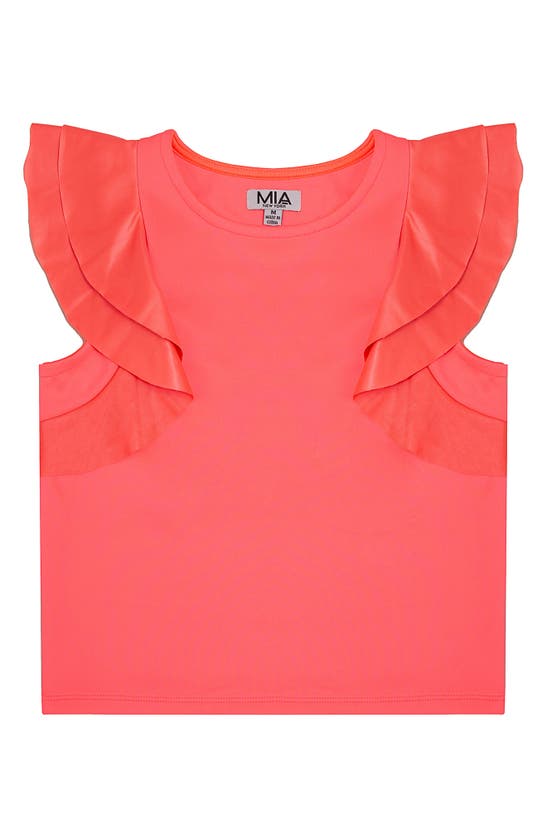 Shop Mia New York Kids' Flutter Sleeve Top In Coral