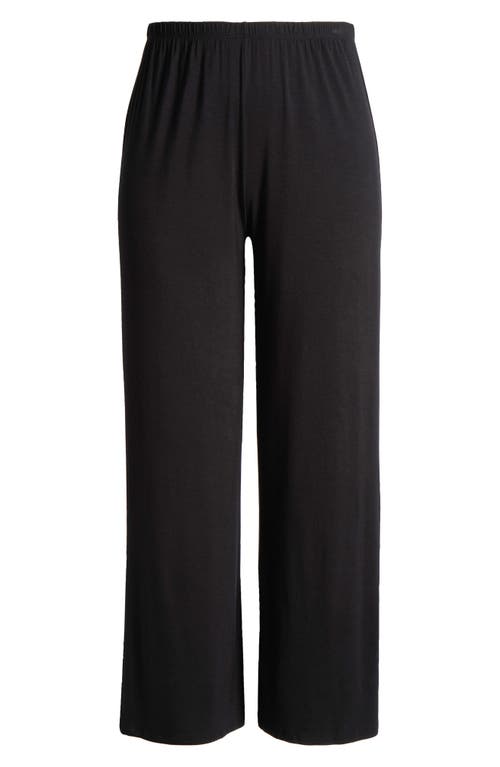 Shop 24seven Comfort Apparel Elastic Waist Stretch Flare Pants In Black