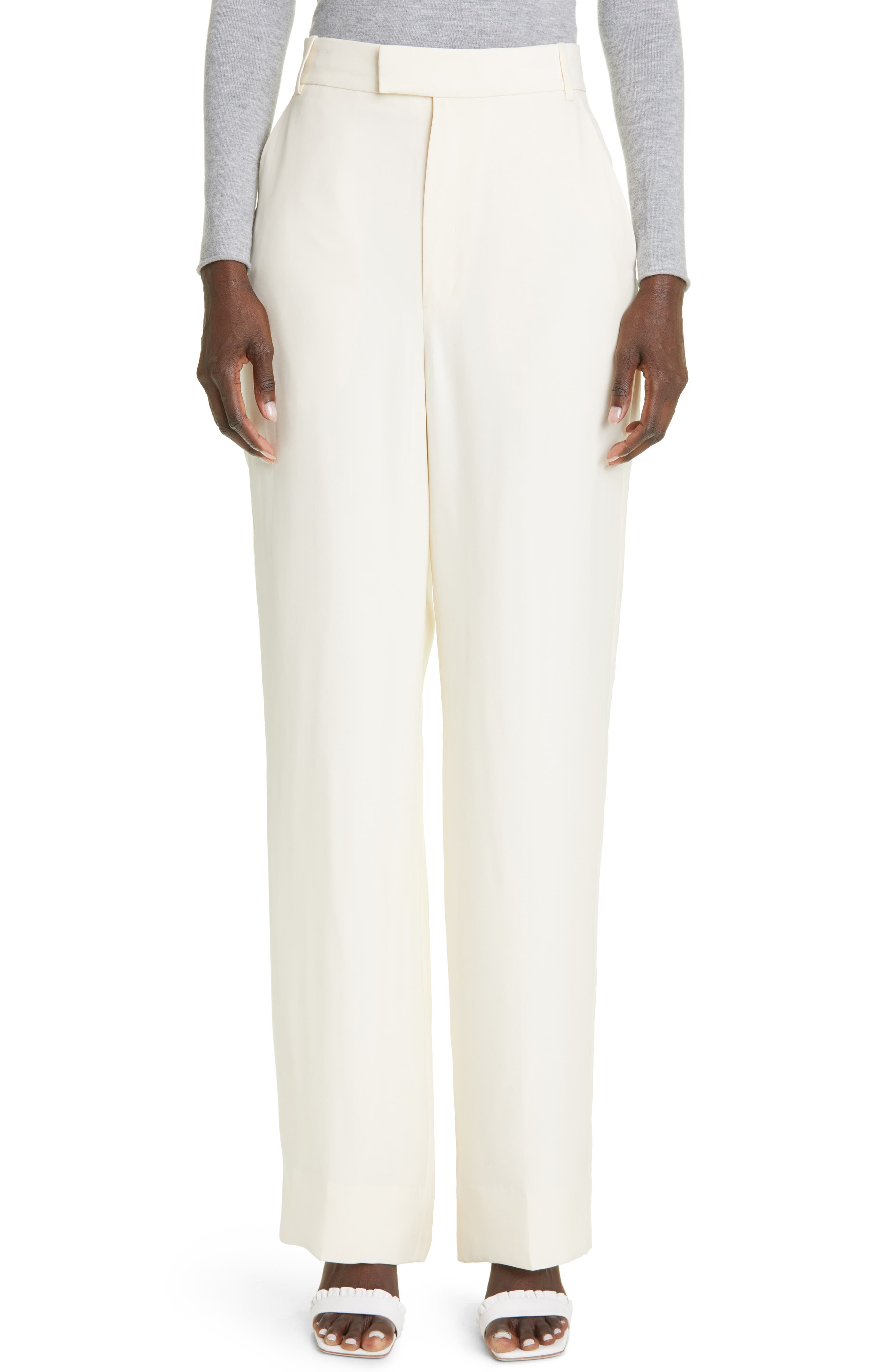 silk pants cream