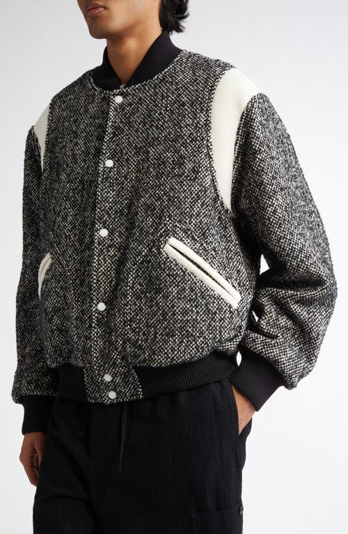 Shop Kenzo Varsity Bird's Eye Bomber Jacket In Black