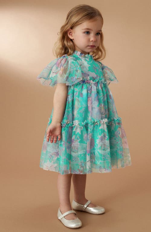 Shop Next Kids' Tiered Mesh Dress In Green