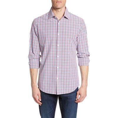Mizzen+Main Price Trim Fit Check Performance Shirt, Blue