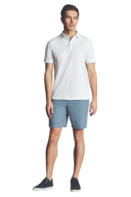 Shop Charles Tyrwhitt Cotton Linen Shorts In Mid Blue