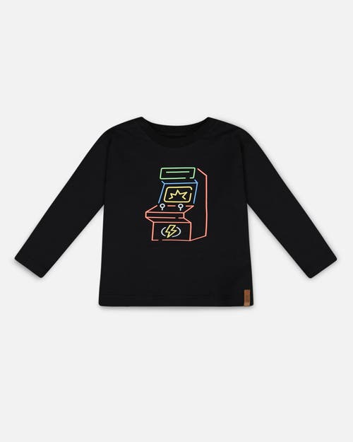 DEUX PAR DEUX DEUX PAR DEUX LITTLE BOY'S LONG SLEEVE T-SHIRT WITH PRINT BLACK 