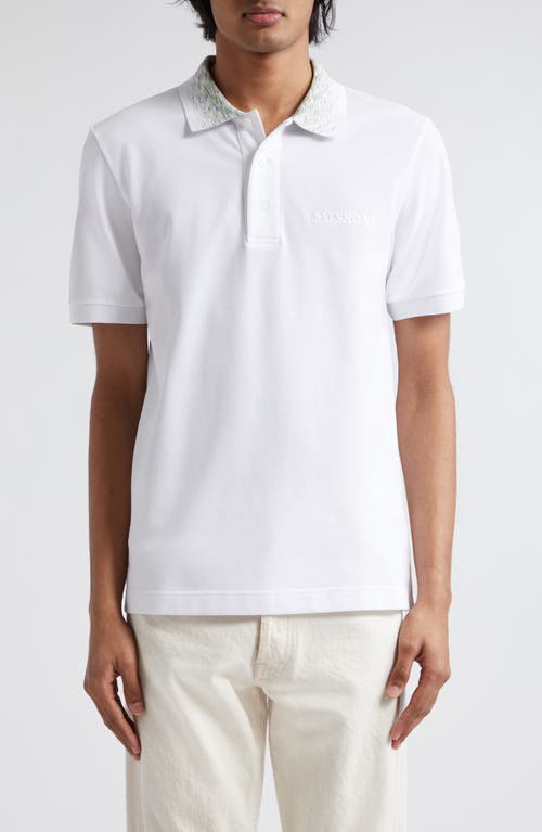 Missoni Space Dye Collar Polo White W Lime Green Dyed at Nordstrom,