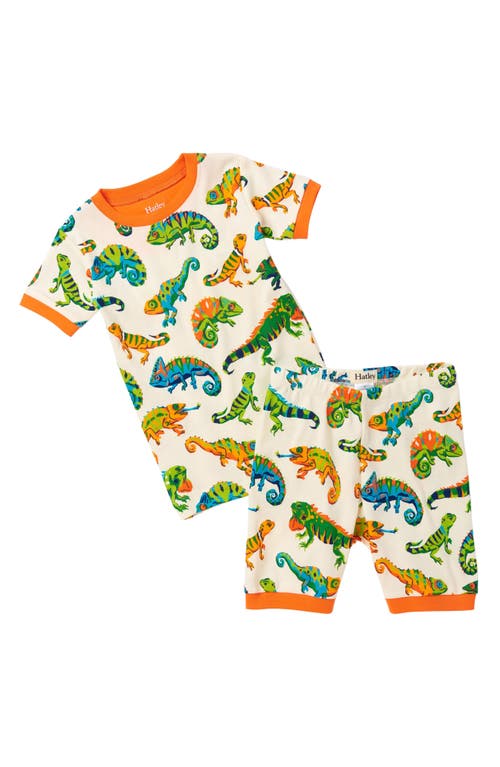 Hatley Kids' Chameleon Fitted Cotton Two-Piece Short Pajamas in Natural