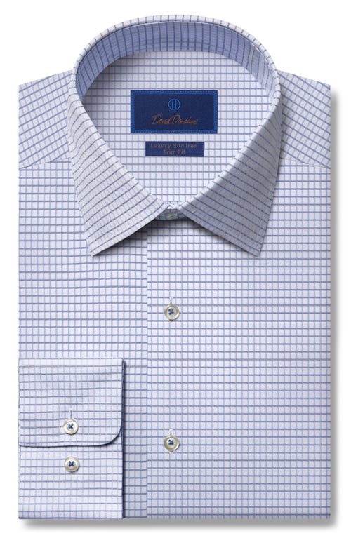 David Donahue Trim Fit Non-Iron Dress Shirt in White/Blue