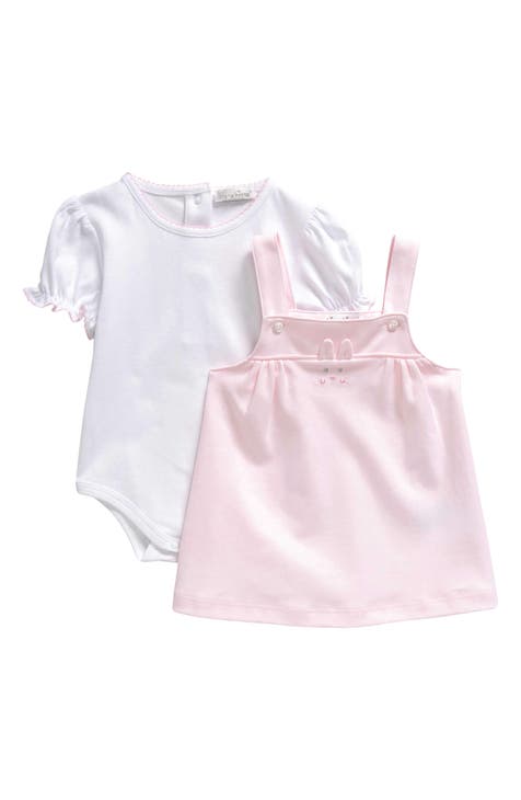 Bunny Cotton Bodysuit & Overall Dress Set (Baby)