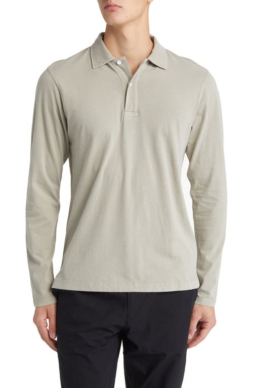Sueded Long Sleeve Cotton Polo in Concrete Venice Wash
