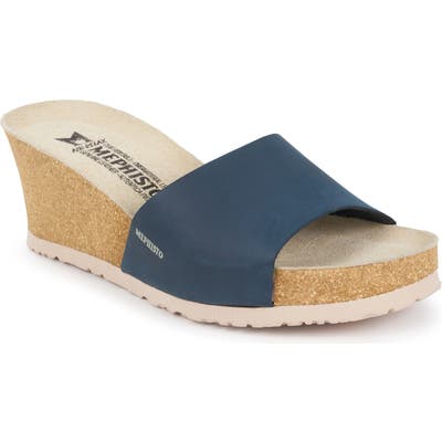 Mephisto Lise Platform Wedge Sandal, Blue