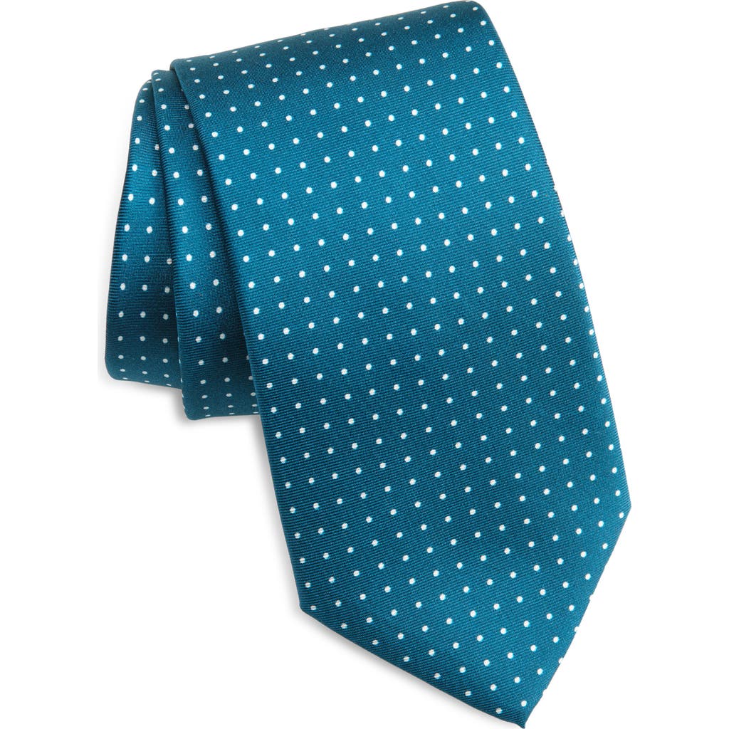 Clifton Wilson Dot Silk Tie In Petrol