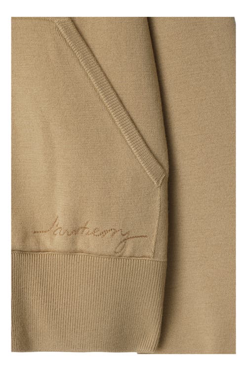 Burberry Wool-blend Embroidered-logo Hoodie In Sand
