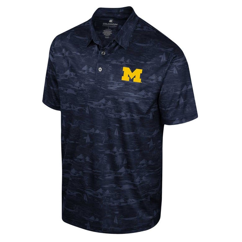 Shop Colosseum Navy Michigan Wolverines Daly Print Polo