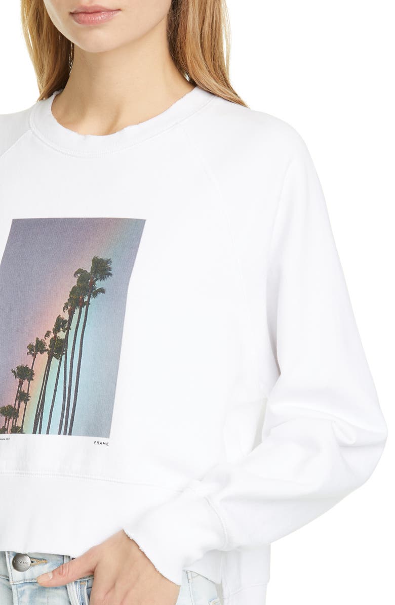 FRAME Rainbow Palm Cotton Sweatshirt, Alternate, color, 