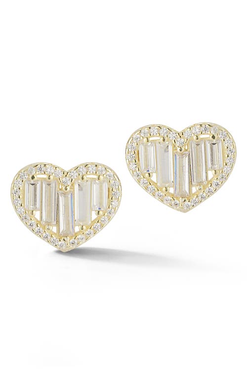 Shop Chloe & Madison Chloe And Madison Cubic Zirconia Heart Stud Earrings In Gold