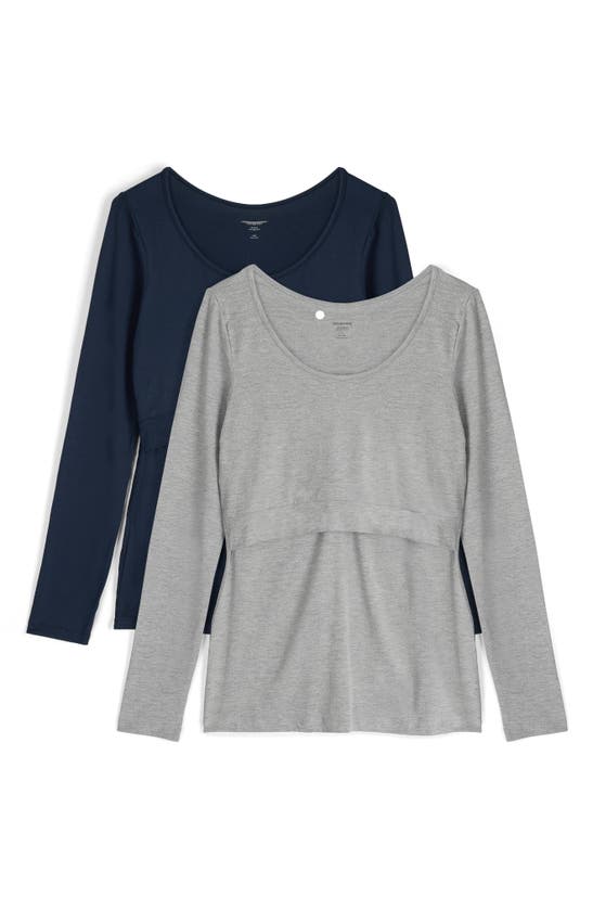 Shop Seraphine Assorted 2-pack Maternity/nursing Tops In Navy/grey