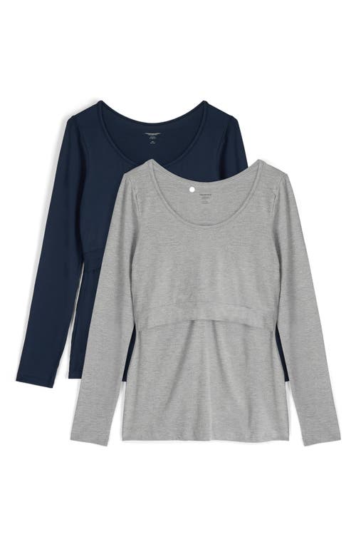 Seraphine Assorted 2-Pack Maternity/Nursing Tops in Navy/grey at Nordstrom, Size X-Small
