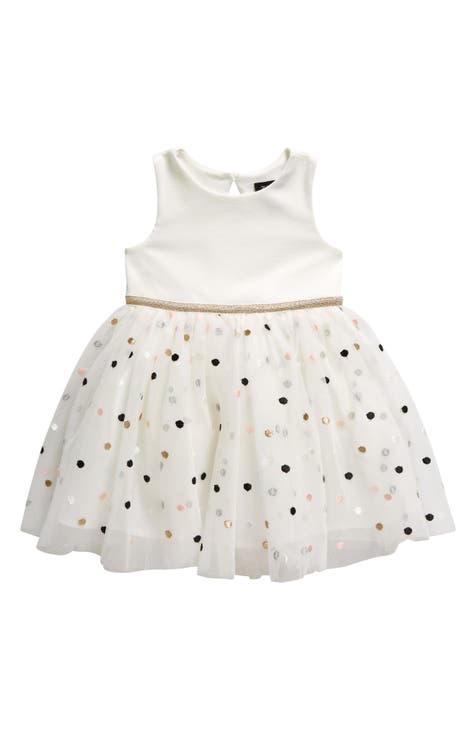 Embroidered Ponte & Mesh Party Dress (Baby)