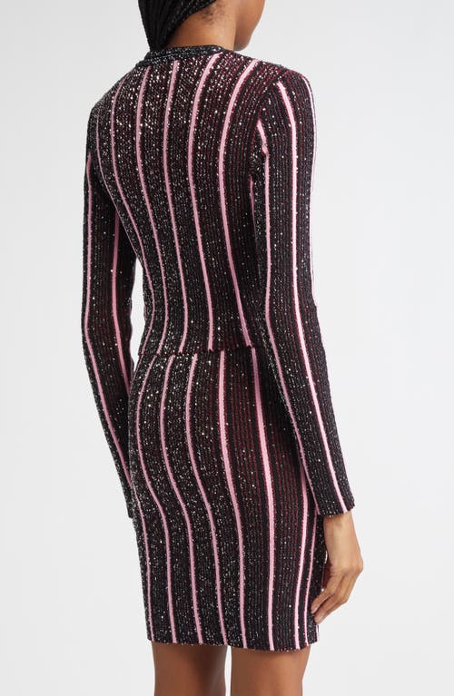 Shop Missoni Rib Sequin Embellished Crop Cardigan In Red And Black