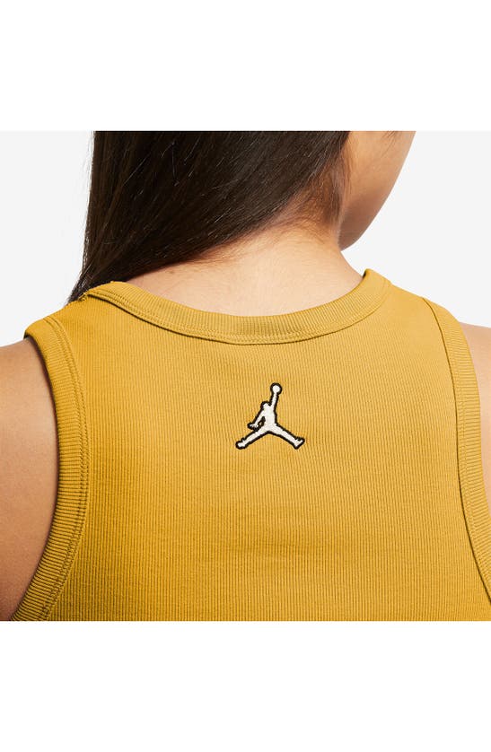 Shop Jordan Crop Cotton Blend Tank Top In Yellow Ochre