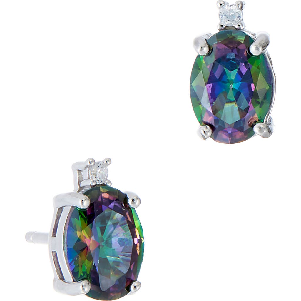 Savvy Cie Jewels Mystic Topaz & Cz Stud Earrings In Topaz