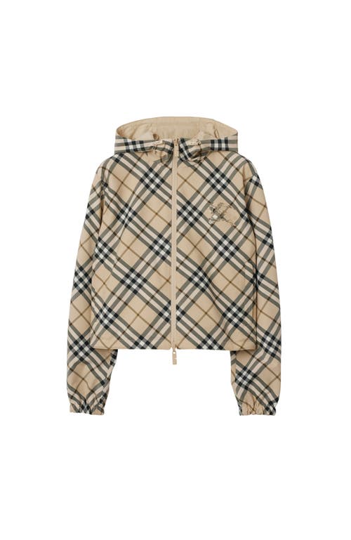 Shop Burberry Cropped Reversible Check Jacket In Ecru