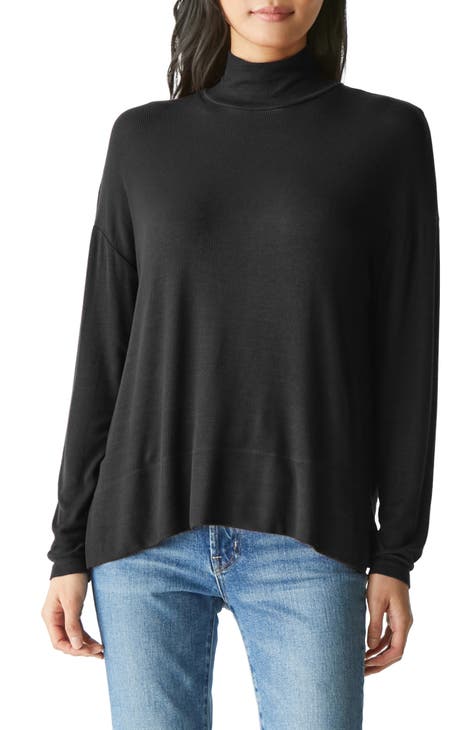 Lucky Brand Waffle Thermal Knit Scoop Neck Long Sleeve High-Low Hem  Oversized Fit Top