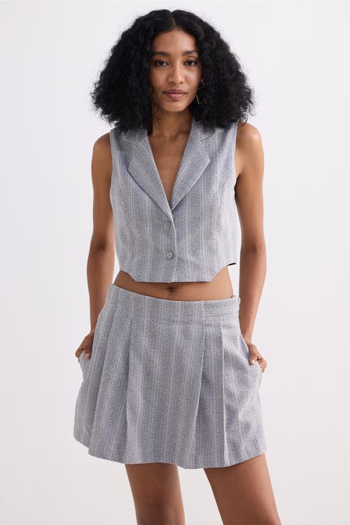 Reistor Cropped Cotton Tweed Vest In Steel Breeze