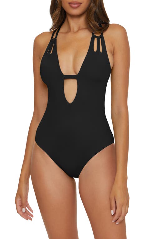 Color Code Tear Drop One-Piece Swimsuit in Black