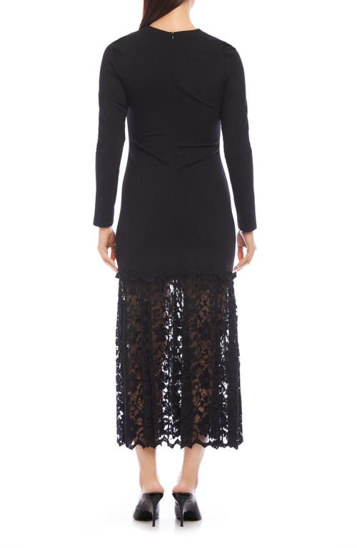 Shop Karen Kane Candace Long Sleeve Lace Contrast Cocktail Dress In Black