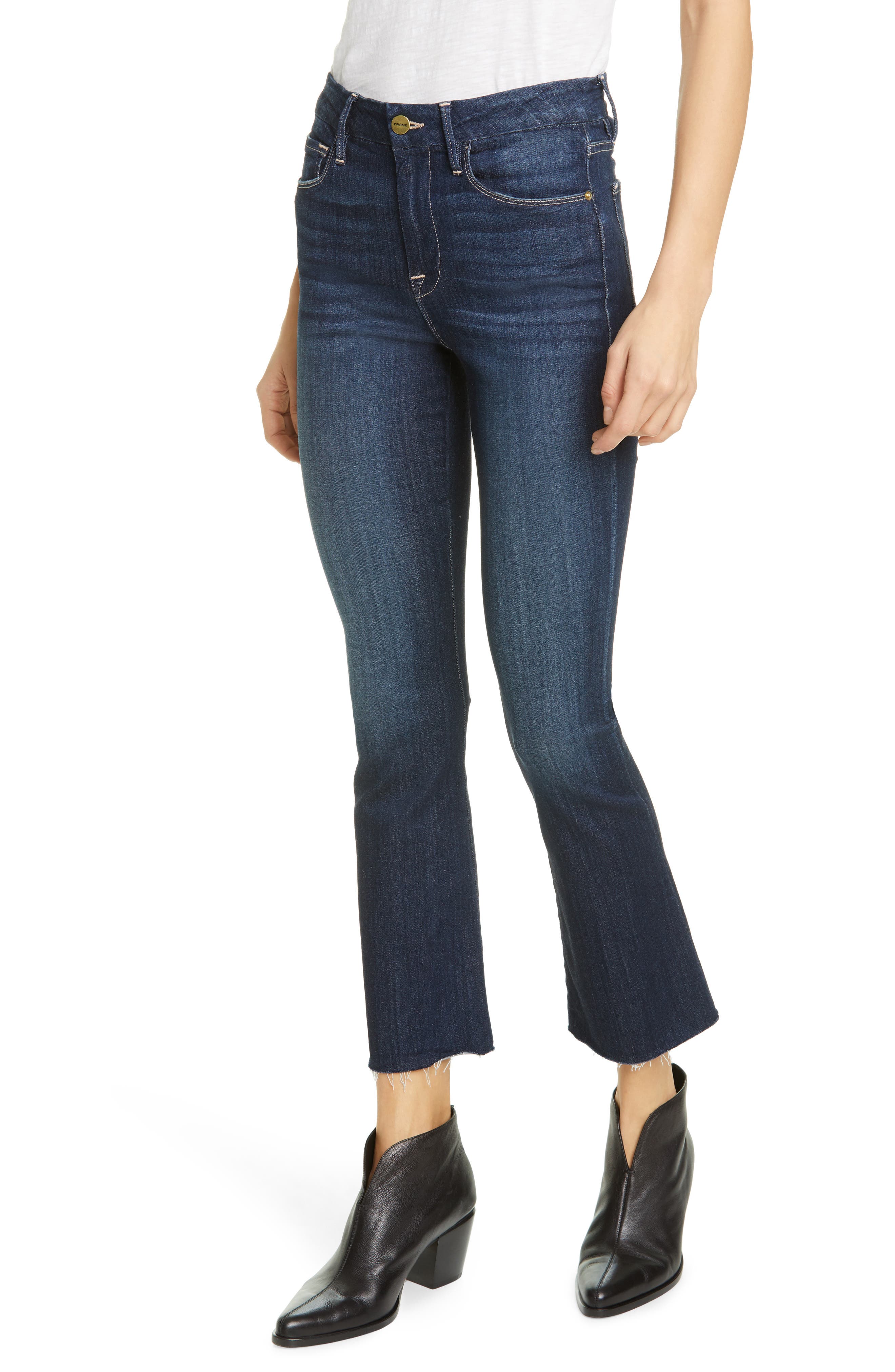 cropped raw edge jeans