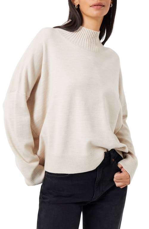 French Connection Jeanie Vhari Mock Neck Sweater in Lightt Oatmeal Melange