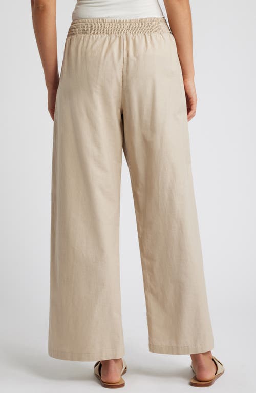 Shop Beachlunchlounge Florencia Tie Waist Wide Leg Cotton & Linen Pants In Airdry Clay