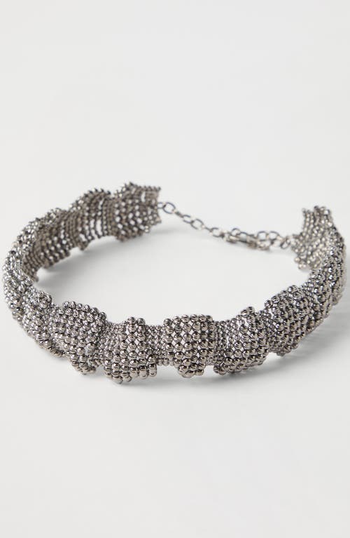 Shop Brunello Cucinelli Sterling Silver Sculptured Choker