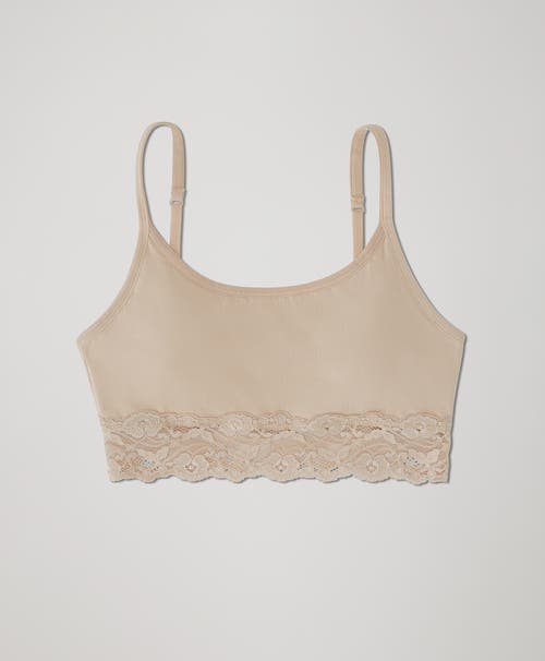Pact Organic Cotton Lace Smooth Cup Bralette In Champagne